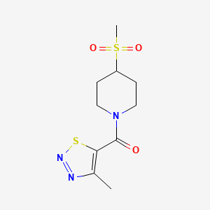 molecular formula C10H15N3O3S2 B2563312 (4-Methyl-1,2,3-thiadiazol-5-yl)(4-(methylsulfonyl)piperidin-1-yl)methanone CAS No. 1448051-20-4
