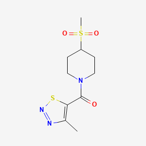 molecular formula C10H15N3O3S2 B2563312 (4-メチル-1,2,3-チアゾール-5-イル)(4-(メチルスルホニル)ピペリジン-1-イル)メタノン CAS No. 1448051-20-4