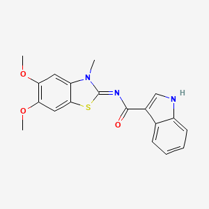 molecular formula C19H17N3O3S B2563316 (Z)-N-(5,6-二甲氧基-3-甲基苯并[d]噻唑-2(3H)-亚甲基)-1H-吲哚-3-甲酰胺 CAS No. 1173297-12-5