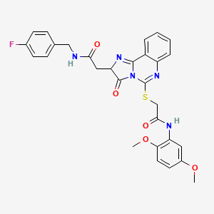 2-[5-[2-(2,5-dimethoxyanilino)-2-oxoethyl]sulfanyl-3-oxo-2H-imidazo[1,2-c]quinazolin-2-yl]-N-[(4-fluorophenyl)methyl]acetamide