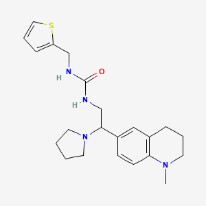 molecular formula C22H30N4OS B2563338 1-(2-(1-Methyl-1,2,3,4-tetrahydroquinolin-6-yl)-2-(pyrrolidin-1-yl)ethyl)-3-(thiophen-2-ylmethyl)urea CAS No. 1203188-32-2
