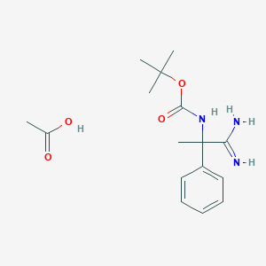 molecular formula C16H25N3O4 B2563344 乙酸;叔丁基N-(1-氨基-1-亚氨基-2-苯基丙烷-2-基)氨基甲酸酯 CAS No. 2470438-41-4