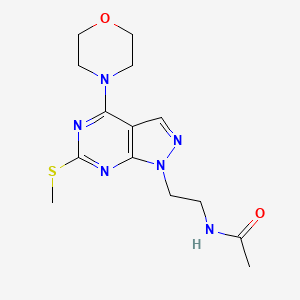 molecular formula C14H20N6O2S B2563357 N-(2-(6-(methylthio)-4-morpholino-1H-pyrazolo[3,4-d]pyrimidin-1-yl)ethyl)acetamide CAS No. 941896-92-0