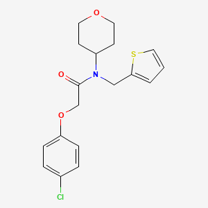 molecular formula C18H20ClNO3S B2563358 2-(4-氯苯氧基)-N-(四氢-2H-吡喃-4-基)-N-(噻吩-2-基甲基)乙酰胺 CAS No. 1797760-19-0