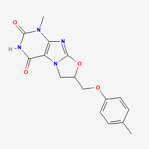 molecular formula C16H16N4O4 B2563361 1-Methyl-7-p-tolyloxymethyl-6,7-dihydro-1H-oxazolo[2,3-f]purine-2,4-dione CAS No. 876890-75-4