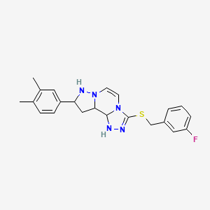 11-(3,4-Dimethylphenyl)-5-{[(3-fluorophenyl)methyl]sulfanyl}-3,4,6,9,10-pentaazatricyclo[7.3.0.0^{2,6}]dodeca-1(12),2,4,7,10-pentaene