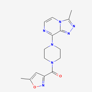 molecular formula C15H17N7O2 B2563365 (4-(3-Methyl-[1,2,4]triazolo[4,3-a]pyrazin-8-yl)piperazin-1-yl)(5-methylisoxazol-3-yl)methanone CAS No. 2034348-65-5