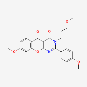 molecular formula C23H22N2O6 B2563369 8-methoxy-2-(4-methoxyphenyl)-3-(3-methoxypropyl)-3H-chromeno[2,3-d]pyrimidine-4,5-dione CAS No. 896804-63-0