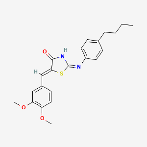 molecular formula C22H24N2O3S B2563371 (Z)-2-((4-丁基苯基)氨基)-5-(3,4-二甲氧基苄亚胺)噻唑-4(5H)-酮 CAS No. 857494-46-3
