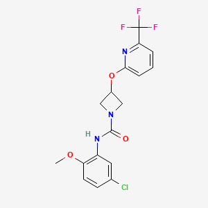 molecular formula C17H15ClF3N3O3 B2563373 N-(5-chloro-2-methoxyphenyl)-3-((6-(trifluoromethyl)pyridin-2-yl)oxy)azetidine-1-carboxamide CAS No. 2034542-01-1