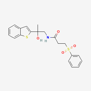 molecular formula C20H21NO4S2 B2563383 N-(2-(benzo[b]thiophen-2-yl)-2-hydroxypropyl)-3-(phenylsulfonyl)propanamide CAS No. 2034263-24-4