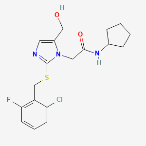 2-(2-((2-chloro-6-fluorobenzyl)thio)-5-(hydroxymethyl)-1H-imidazol-1-yl)-N-cyclopentylacetamide