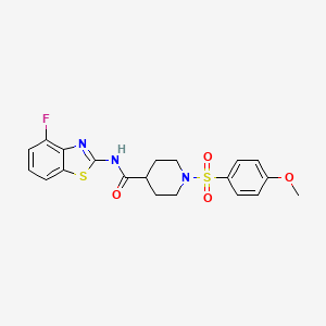 molecular formula C20H20FN3O4S2 B2563386 N-(4-fluorobenzo[d]thiazol-2-yl)-1-((4-methoxyphenyl)sulfonyl)piperidine-4-carboxamide CAS No. 941982-17-8