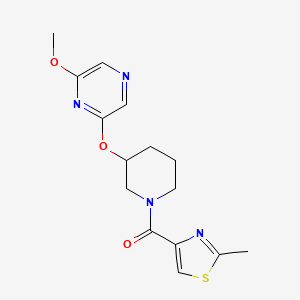 molecular formula C15H18N4O3S B2563388 (3-((6-Methoxypyrazin-2-yl)oxy)piperidin-1-yl)(2-methylthiazol-4-yl)methanone CAS No. 2034481-01-9