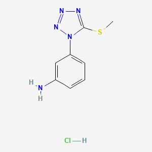 molecular formula C8H10ClN5S B2563395 3-[5-(methylsulfanyl)-1H-1,2,3,4-tetrazol-1-yl]aniline hydrochloride CAS No. 1172981-09-7