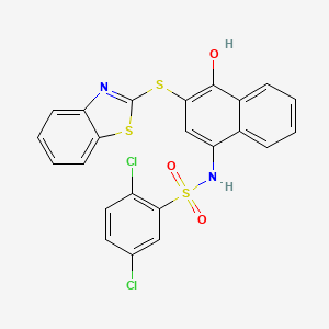 molecular formula C23H14Cl2N2O3S3 B2563396 N-(3-(benzo[d]thiazol-2-ylthio)-4-hydroxynaphthalen-1-yl)-2,5-dichlorobenzenesulfonamide CAS No. 477498-76-3