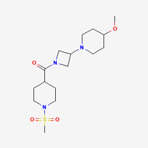 molecular formula C16H29N3O4S B2563399 (3-(4-Methoxypiperidin-1-yl)azetidin-1-yl)(1-(methylsulfonyl)piperidin-4-yl)methanone CAS No. 2034308-94-4