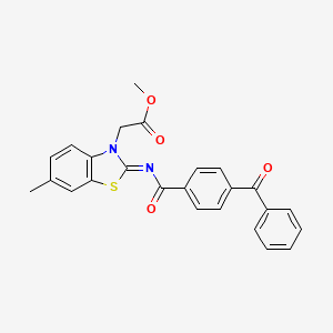 molecular formula C25H20N2O4S B2563405 (Z)-2-(2-((4-苯甲酰苯甲酰)亚氨基)-6-甲基苯并[d]噻唑-3(2H)-基)-2-甲基乙酸酯 CAS No. 1006293-30-6