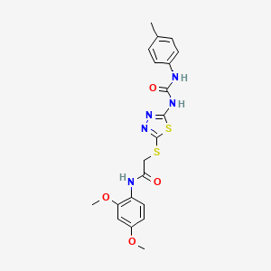 molecular formula C20H21N5O4S2 B2563415 N-(2,4-dimethoxyphenyl)-2-((5-(3-(p-tolyl)ureido)-1,3,4-thiadiazol-2-yl)thio)acetamide CAS No. 898461-53-5