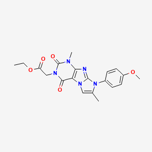 Ethyl 2-[8-(4-methoxyphenyl)-1,7-dimethyl-2,4-dioxo-1,3,5-trihydro-4-imidazoli no[1,2-h]purin-3-yl]acetate
