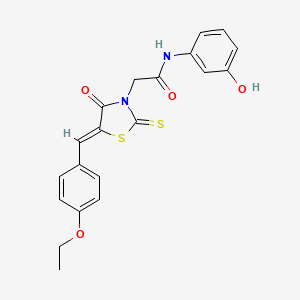 molecular formula C20H18N2O4S2 B2563426 2-[(5Z)-5-[(4-ethoxyphenyl)methylidene]-4-oxo-2-sulfanylidene-1,3-thiazolidin-3-yl]-N-(3-hydroxyphenyl)acetamide CAS No. 476663-43-1