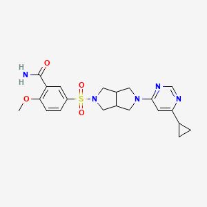 molecular formula C21H25N5O4S B2563427 5-[[2-(6-Cyclopropylpyrimidin-4-yl)-1,3,3a,4,6,6a-hexahydropyrrolo[3,4-c]pyrrol-5-yl]sulfonyl]-2-methoxybenzamide CAS No. 2415632-67-4