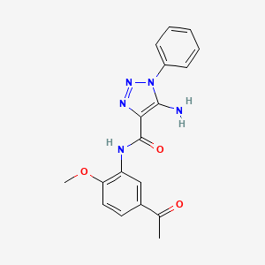 molecular formula C18H17N5O3 B2563431 N-(5-乙酰基-2-甲氧苯基)-5-氨基-1-苯基-1H-1,2,3-三唑-4-甲酰胺 CAS No. 950240-03-6