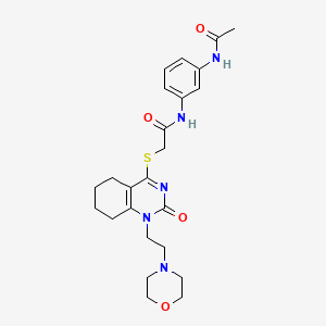 molecular formula C24H31N5O4S B2563435 N-(3-乙酰氨基苯基)-2-((1-(2-吗啉乙基)-2-氧代-1,2,5,6,7,8-六氢喹唑啉-4-基)硫代)乙酰胺 CAS No. 898435-18-2