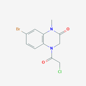 molecular formula C11H10BrClN2O2 B2563438 7-Bromo-4-(2-chloroacetyl)-1-methyl-3H-quinoxalin-2-one CAS No. 2411271-44-6