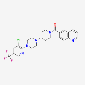 molecular formula C25H25ClF3N5O B2563445 6-(4-{4-[3-Chloro-5-(trifluoromethyl)pyridin-2-yl]piperazin-1-yl}piperidine-1-carbonyl)quinoline CAS No. 2097938-38-8