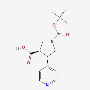 B2563449 (3R,4S)-1-(tert-Butoxycarbonyl)-4-(pyridin-4-yl)pyrrolidine-3-carboxylic acid CAS No. 1255935-12-6