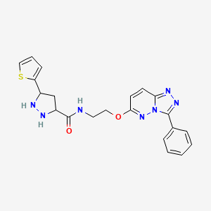 molecular formula C21H17N7O2S B2563453 N-[2-[(3-phenyl-[1,2,4]triazolo[4,3-b]pyridazin-6-yl)oxy]ethyl]-5-thiophen-2-ylpyrazolidine-3-carboxamide CAS No. 1258002-29-7