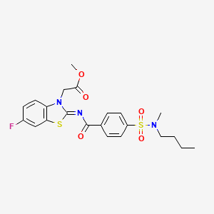 molecular formula C22H24FN3O5S2 B2563456 (Z)-methyl 2-(2-((4-(N-butyl-N-methylsulfamoyl)benzoyl)imino)-6-fluorobenzo[d]thiazol-3(2H)-yl)acetate CAS No. 865198-29-4