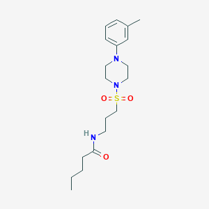 molecular formula C19H31N3O3S B2563461 N-(3-((4-(m-tolyl)piperazin-1-yl)sulfonyl)propyl)pentanamide CAS No. 1021040-98-1