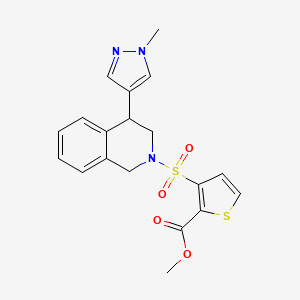 molecular formula C19H19N3O4S2 B2563465 methyl 3-((4-(1-methyl-1H-pyrazol-4-yl)-3,4-dihydroisoquinolin-2(1H)-yl)sulfonyl)thiophene-2-carboxylate CAS No. 2034298-47-8