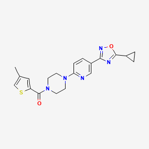 molecular formula C20H21N5O2S B2563468 (4-(5-(5-Cyclopropyl-1,2,4-oxadiazol-3-yl)pyridin-2-yl)piperazin-1-yl)(4-methylthiophen-2-yl)methanone CAS No. 1396885-59-8