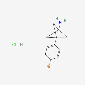 molecular formula C11H13BrClN B2563490 3-(4-Bromophenyl)bicyclo[1.1.1]pentan-1-amine;hydrochloride CAS No. 2490401-39-1