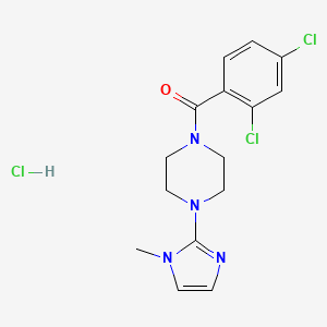 molecular formula C15H17Cl3N4O B2563500 (2,4-dichlorophenyl)(4-(1-methyl-1H-imidazol-2-yl)piperazin-1-yl)methanone hydrochloride CAS No. 1189439-69-7