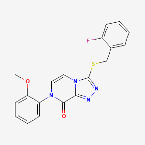 molecular formula C19H15FN4O2S B2563502 3-((2-fluorobenzyl)thio)-7-(2-methoxyphenyl)-[1,2,4]triazolo[4,3-a]pyrazin-8(7H)-one CAS No. 1243061-97-3