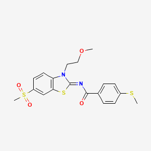 molecular formula C19H20N2O4S3 B2563506 (Z)-N-(3-(2-methoxyethyl)-6-(methylsulfonyl)benzo[d]thiazol-2(3H)-ylidene)-4-(methylthio)benzamide CAS No. 896358-91-1