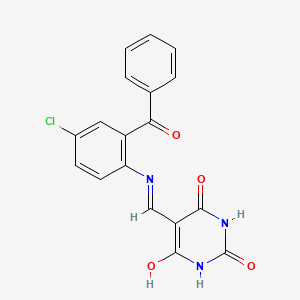 molecular formula C18H12ClN3O4 B2563507 5-(((2-benzoyl-4-chlorophenyl)amino)methylene)pyrimidine-2,4,6(1H,3H,5H)-trione CAS No. 325697-44-7
