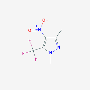 molecular formula C6H6F3N3O2 B2563515 1,3-dimethyl-4-nitro-5-(trifluoromethyl)-1H-pyrazole CAS No. 1005576-58-8