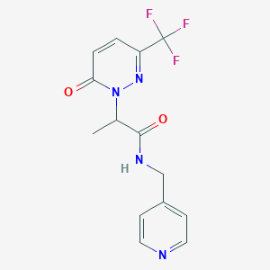 molecular formula C14H13F3N4O2 B2563518 2-[6-Oxo-3-(trifluoromethyl)pyridazin-1-yl]-N-(pyridin-4-ylmethyl)propanamide CAS No. 2380184-98-3