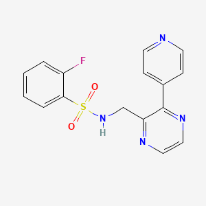 2-fluoro-N-{[3-(pyridin-4-yl)pyrazin-2-yl]methyl}benzene-1-sulfonamide