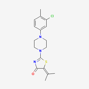 molecular formula C17H20ClN3OS B2563521 2-(4-(3-chloro-4-methylphenyl)piperazin-1-yl)-5-(propan-2-ylidene)thiazol-4(5H)-one CAS No. 371117-26-9