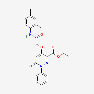 molecular formula C23H23N3O5 B2563531 Ethyl 4-(2-((2,4-dimethylphenyl)amino)-2-oxoethoxy)-6-oxo-1-phenyl-1,6-dihydropyridazine-3-carboxylate CAS No. 899992-38-2