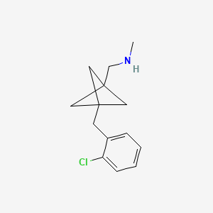 molecular formula C14H18ClN B2563547 1-[3-[(2-Chlorophenyl)methyl]-1-bicyclo[1.1.1]pentanyl]-N-methylmethanamine CAS No. 2287311-82-2