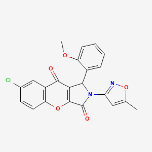 molecular formula C22H15ClN2O5 B2563556 7-Chloro-1-(2-methoxyphenyl)-2-(5-methylisoxazol-3-yl)-1,2-dihydrochromeno[2,3-c]pyrrole-3,9-dione CAS No. 846590-88-3