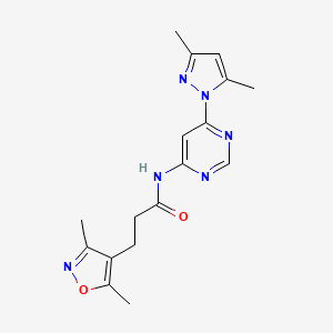 molecular formula C17H20N6O2 B2563565 N-(6-(3,5-dimethyl-1H-pyrazol-1-yl)pyrimidin-4-yl)-3-(3,5-dimethylisoxazol-4-yl)propanamide CAS No. 1428365-70-1