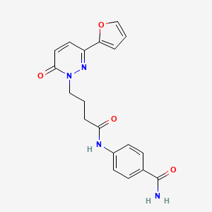molecular formula C19H18N4O4 B2563572 4-(4-(3-(furan-2-yl)-6-oxopyridazin-1(6H)-yl)butanamido)benzamide CAS No. 1021132-87-5